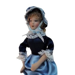 Dolls House Victorian Lady Frilly Dress Miniature Porcelain People