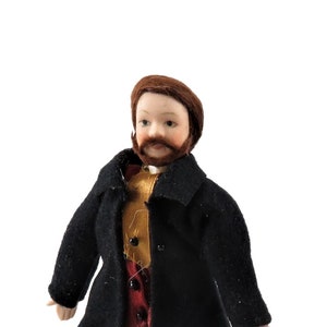 Dolls House Victorian Gentleman in Frock Coat Porcelain Man 1:12 People