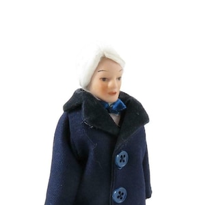 Dolls House Victorian Gentleman in Blue Suit Porcelain Man 1:12 People