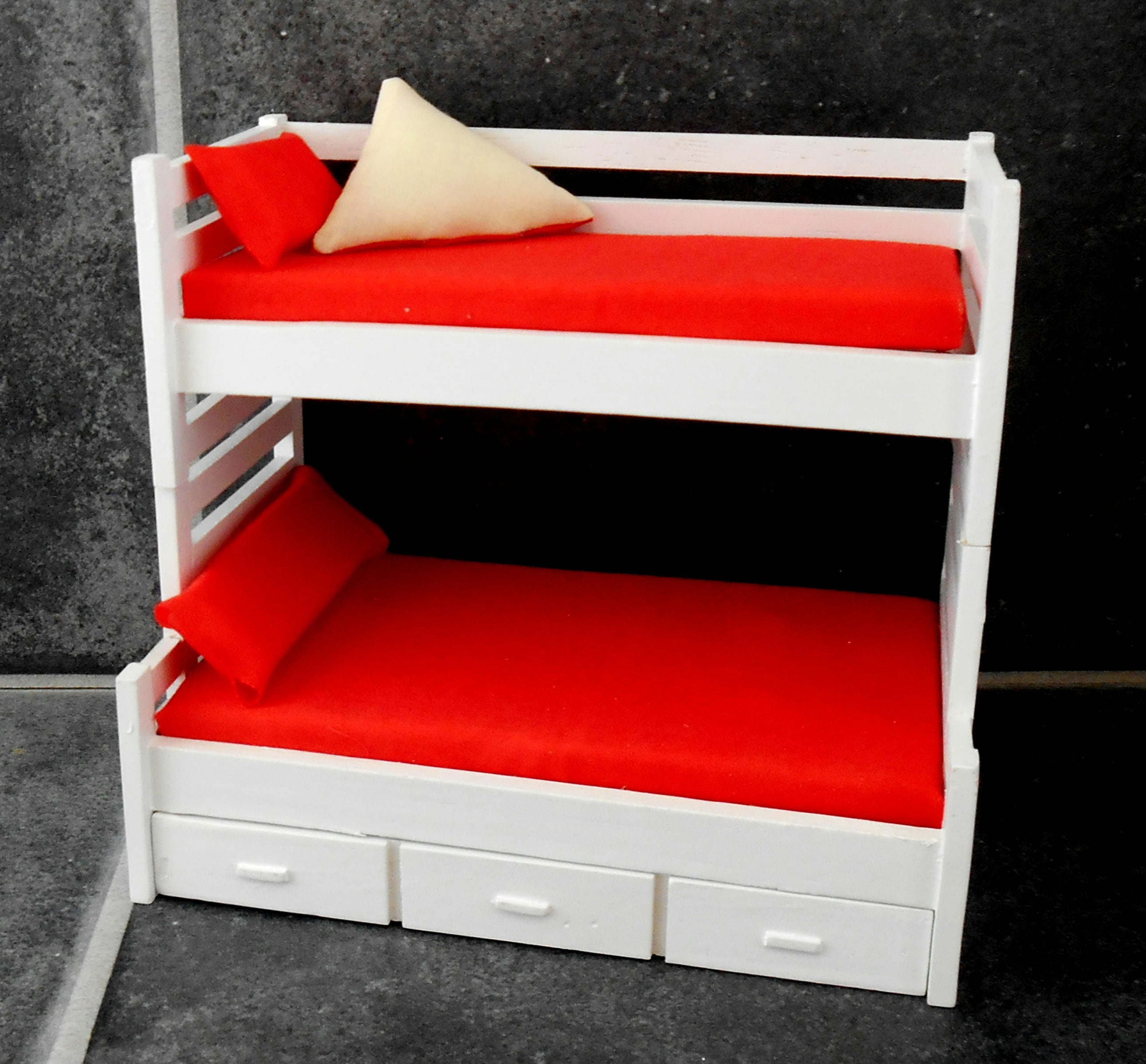 Dolls House White Bunk Beds Trundle Bed Miniature 112 Guest Etsy