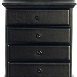 Dolls House Chest of Drawers Black Wooden Miniature Bedroom Furniture 1:12