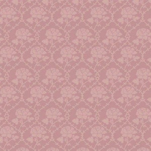 Dolls House Pink Rose Pattern Wallpaper Miniature 1:12 Scale Print