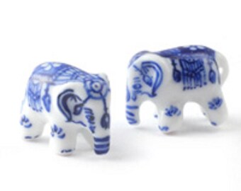 Dolls House Blue Delft Ornamental Elephants Miniature Accessory