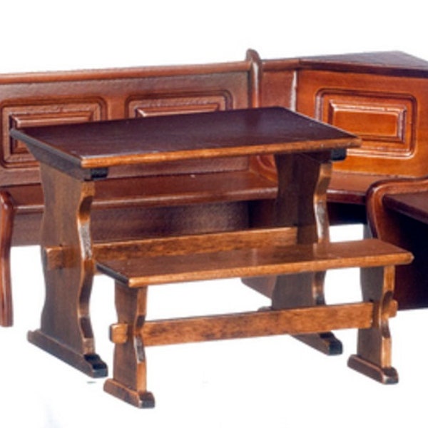 Dolls House Walnut Wood Nook Dining Set Kitchen Pub Bar Complete Furniture Set