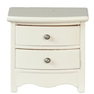 Dolls House White Bedside Chest Nightstand Miniature Bedroom Furniture 1:12