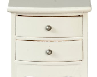 Dolls House White Bedside Chest Nightstand Miniature Bedroom Furniture 1:12