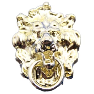 Dolls House Polished Gold Lions Head Knocker Miniature Accessory Door Furniture