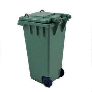 Dolls House Green Wheelie Bin Recycling Garden Street Accessory