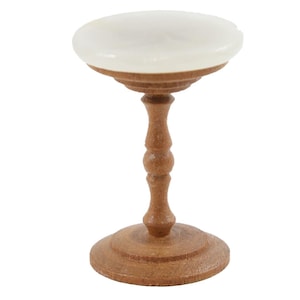Dolls House Round Pedestal Lamp Side Table Marbled Top Living Room Furniture