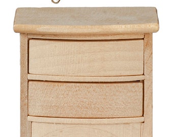 Maison de poupées, bois nu, commode, table de chevet, meubles de chambre à coucher miniatures, échelle 1:12
