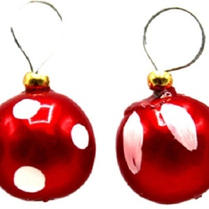 Dolls House Red &amp; White Baubles Miniature Christmas Tree Ornaments Decorations