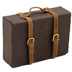 Dolls House Brown Suitcase Luggage Miniature Hall Bedroom Travel Accessory 1:12