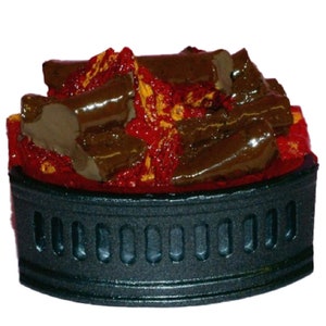 Dolls House Glowing Log Fire in Grate Light up Miniature Fireplace Accessory 12V