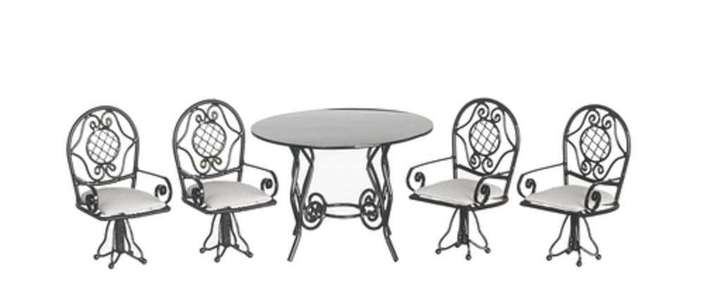 Ensemble Table Et 2 Chaises Miniatures Beige En Fer – Mobilier De Maison De Poupée échelle 1:12 – Pour Jardin Féerique, Vitrine Et Décoration De Scène