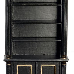 Dolls House Black & Gold Bookcase Cabinet JBM Miniature Study Furniture 1:12