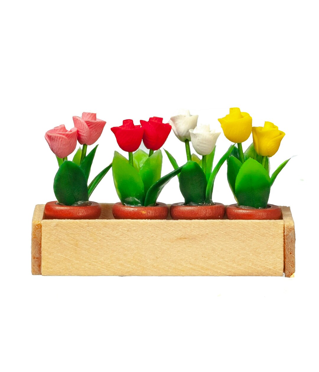 Dolls House Window Box With 4 Pots of Roses Miniature Garden Etsy