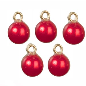 Dolls House 6 Red Baubles Miniature Christmas Tree Ornaments Decorations 1:12
