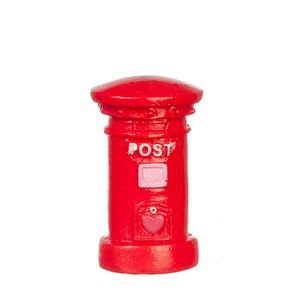Dolls House Red British Post Box Office Letter Mail Pillar 1:24 Scale Miniature