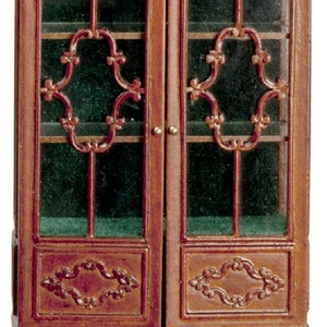 Dolls House Georgian China Display Cabinet JBM Walnut Living Room Furniture 1:12