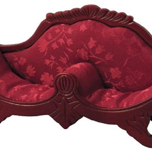 Dolls House Victorian Red Twin Two-Seater Sofa Miniature Living Room Furniture