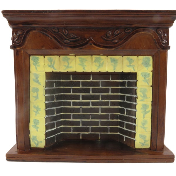 Dolls House 1:12 Scale Miniature Furniture Resin Walnut Brick Delft Fireplace