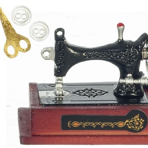 Puppenhaus Old Fashioned Schwarze Nähmaschine Set Miniatur Accessoire 1:12