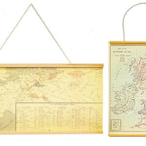 Casa de muñecas Mapas de Reino Unido y Europa Accesorio de escuela colgante en miniatura