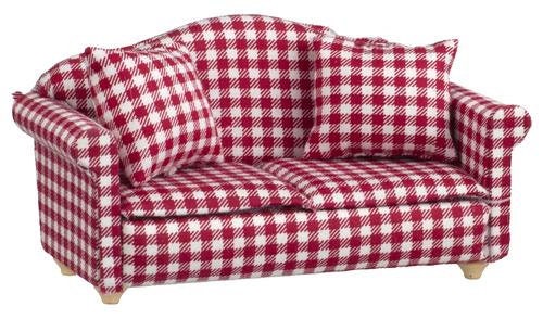 Red gingham couch deals