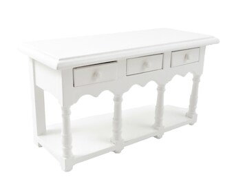 MODERN WHITE CONSOLE TABLE FOR 12TH SCALE DOLLSHOUSE 