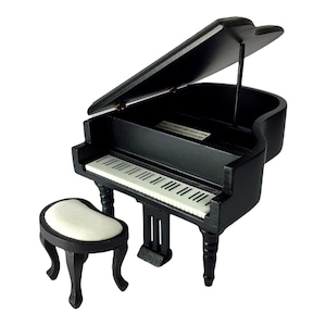 Dolls House Grand Piano &amp; Bench Miniature 1:12 Scale Music Room Furniture Black