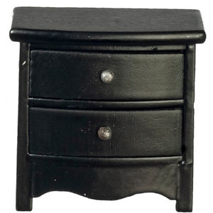 Dolls House Black Bedside Chest Nightstand Miniature Bedroom Furniture 1:12
