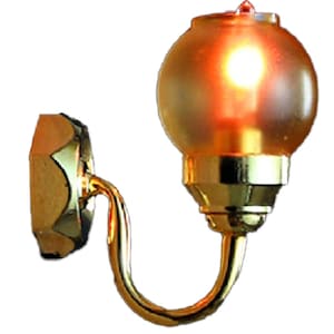 Dolls House Gold Wall Light Tinted Coolie Shade 12V Miniature Electric Lighting