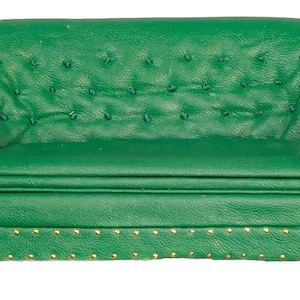 Dolls House 1880 Green Leather Club Sofa JBM Miniature Living Room Furniture
