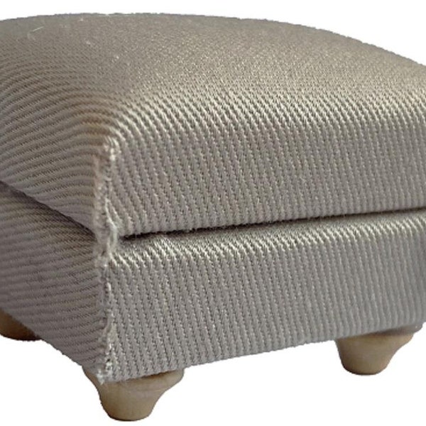 Dolls House Grey Traditional Pouffe Footstool Miniature Living Room Furniture