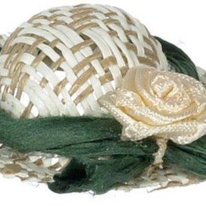 Dolls House Straw Sun Hat Khaki Band Miniature Garden Bedroom Hall Accessory