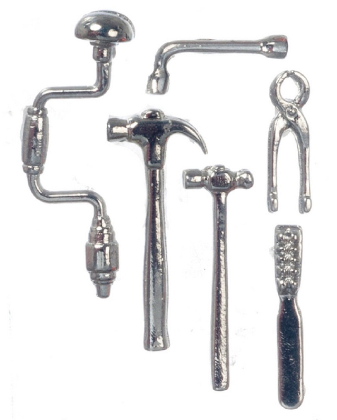 Melody Jane Dollhouse Miniature Metal Work Tools Set - 1:12 Scale Garden Shed & Garage Accessory