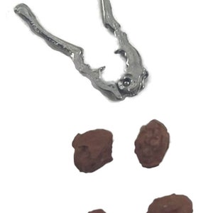Dolls House Silver Nut Cracker &amp; Nuts Miniature Dining Christmas Accessory 1:12
