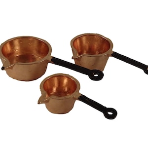 Dolls House Copper Saucepan Pan Set for Hanging Kitchen Accessory