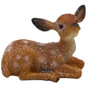 Dolls House Christmas Fawn Snowy Baby Deer Miniature Animal 1:12 Accessory