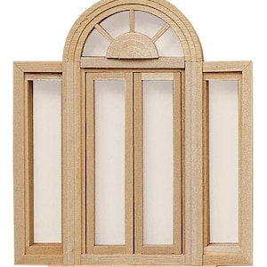 Dolls House Circlehead Double Casement Window Wooden Building Components 1:12