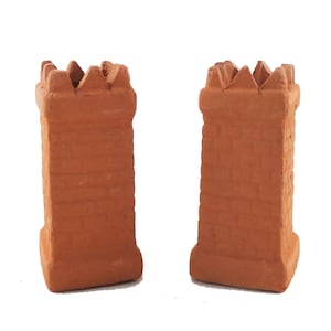 Dolls House Square Crown Chimney Pots Terracotta Medium 1:12 Scale Accessory