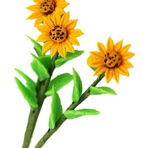 Dolls House 3 Large Sunflower Flowers on Stem Miniature Garden or Vase Accessory