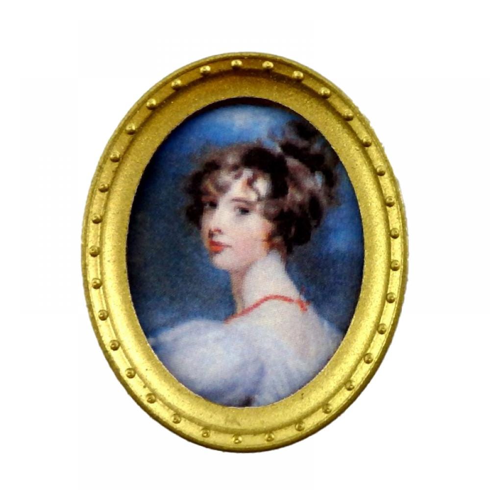 Melody Jane Victorian Portrait Set - 4 Miniature Paintings In Gold Frames