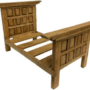 Dolls House Hacienda Style 4 Panel Single Bed Rustic Country Bedroom Furniture