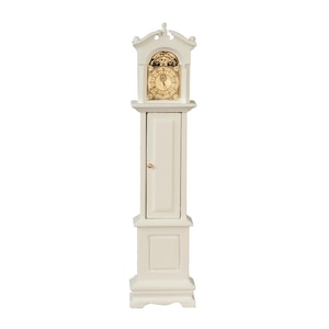 Dolls House White Victorian Grandfather Clock Miniature Hall Furniture 1:12 Scale