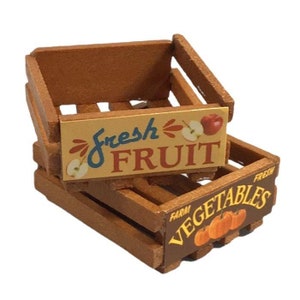 Casa de muñecas Cajas de frutas y verduras Cajas de madera Tienda Mercado de agricultores Accesorio