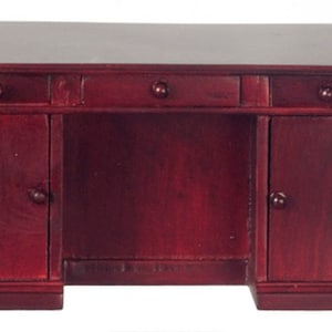 Dolls House Double Pedestal Kneehole Desk Mahogany Office Study Furniture