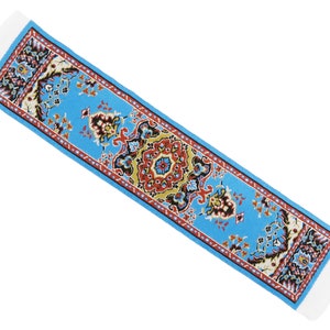 Dolls House Turquoise Turkish Woven Carpet Runner Miniature Rug 1:12 Scale