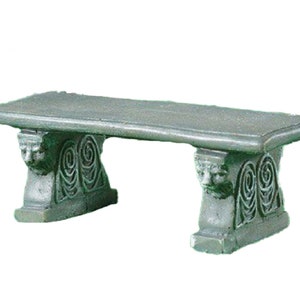 Dolls House Grey Stone Aged Garden Bench Seat Miniature Garden Park Furniture