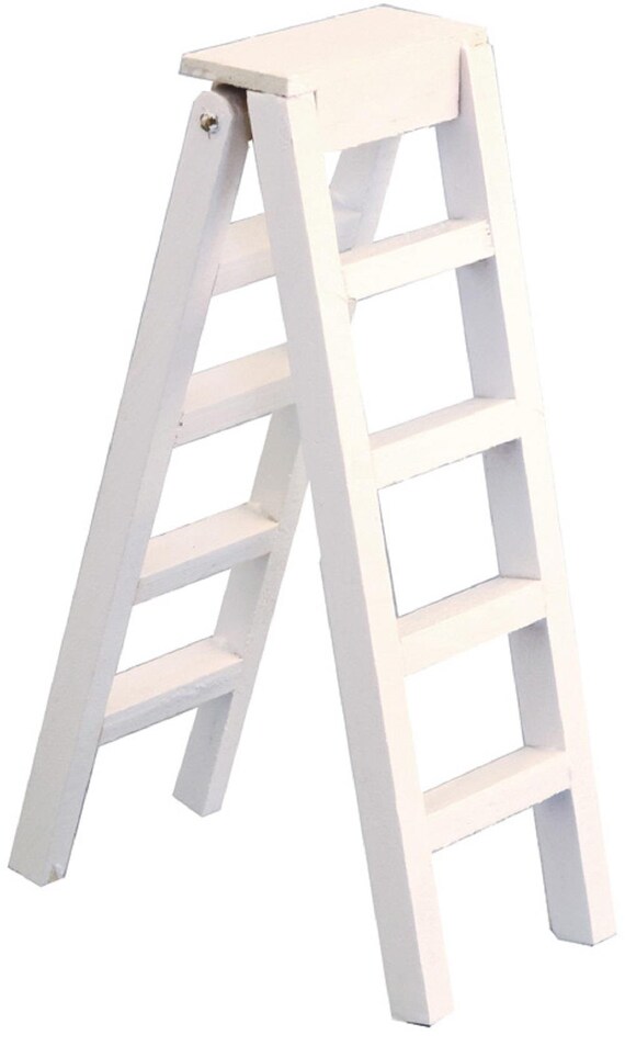 Dolls House Large Set of Step Ladders Miniature White Wooden Etsy